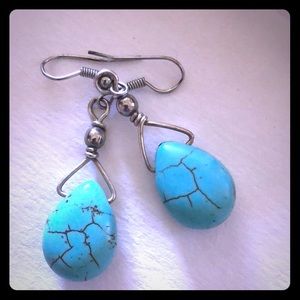 Handmade turquoise stone Turkish earrings